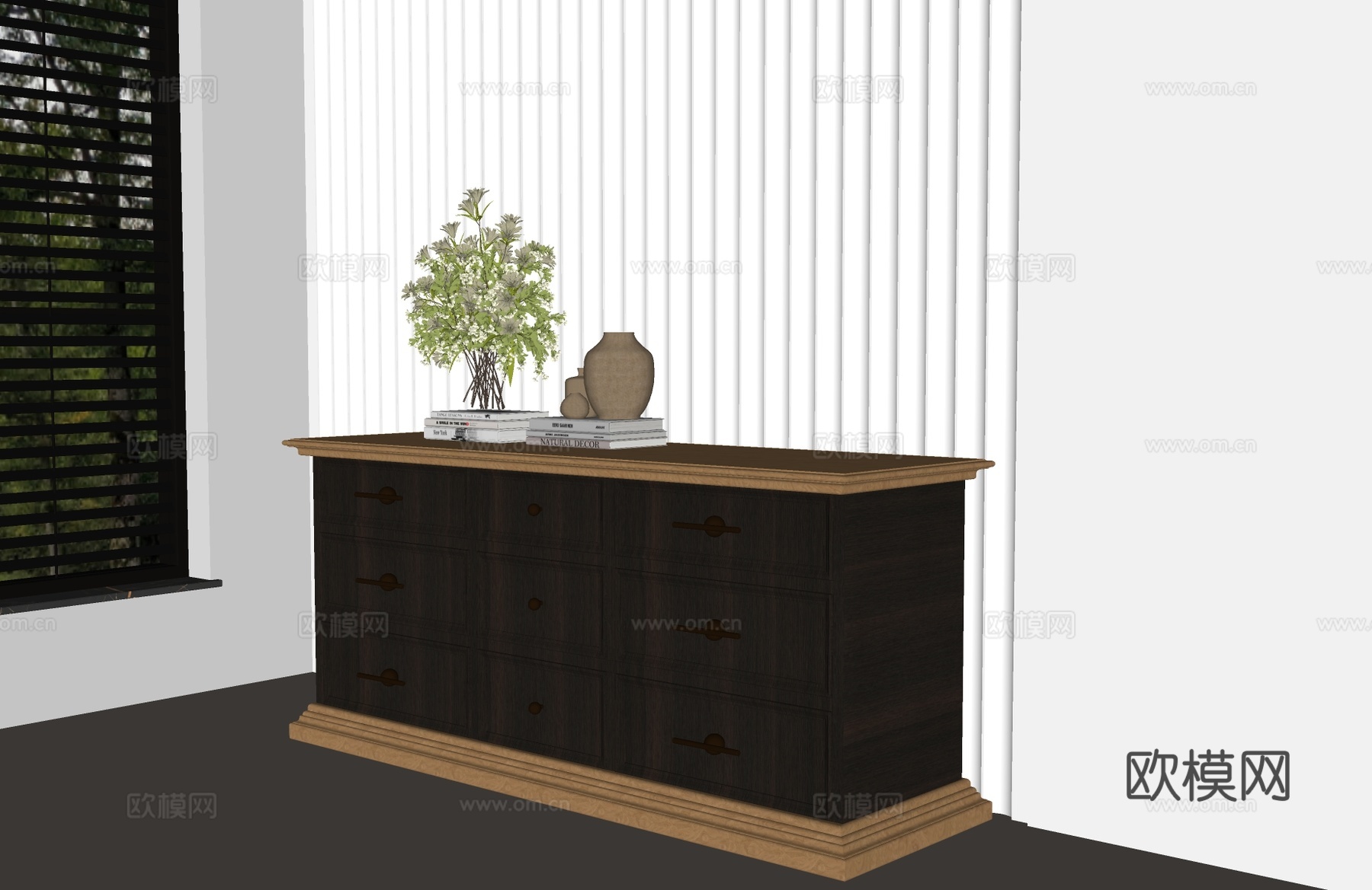美式斗柜 美式玄关柜 美式边柜 美式装饰柜 美式餐边柜su模型