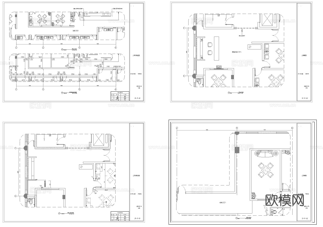 最新4套 棋牌室 施工图合集cad施工图