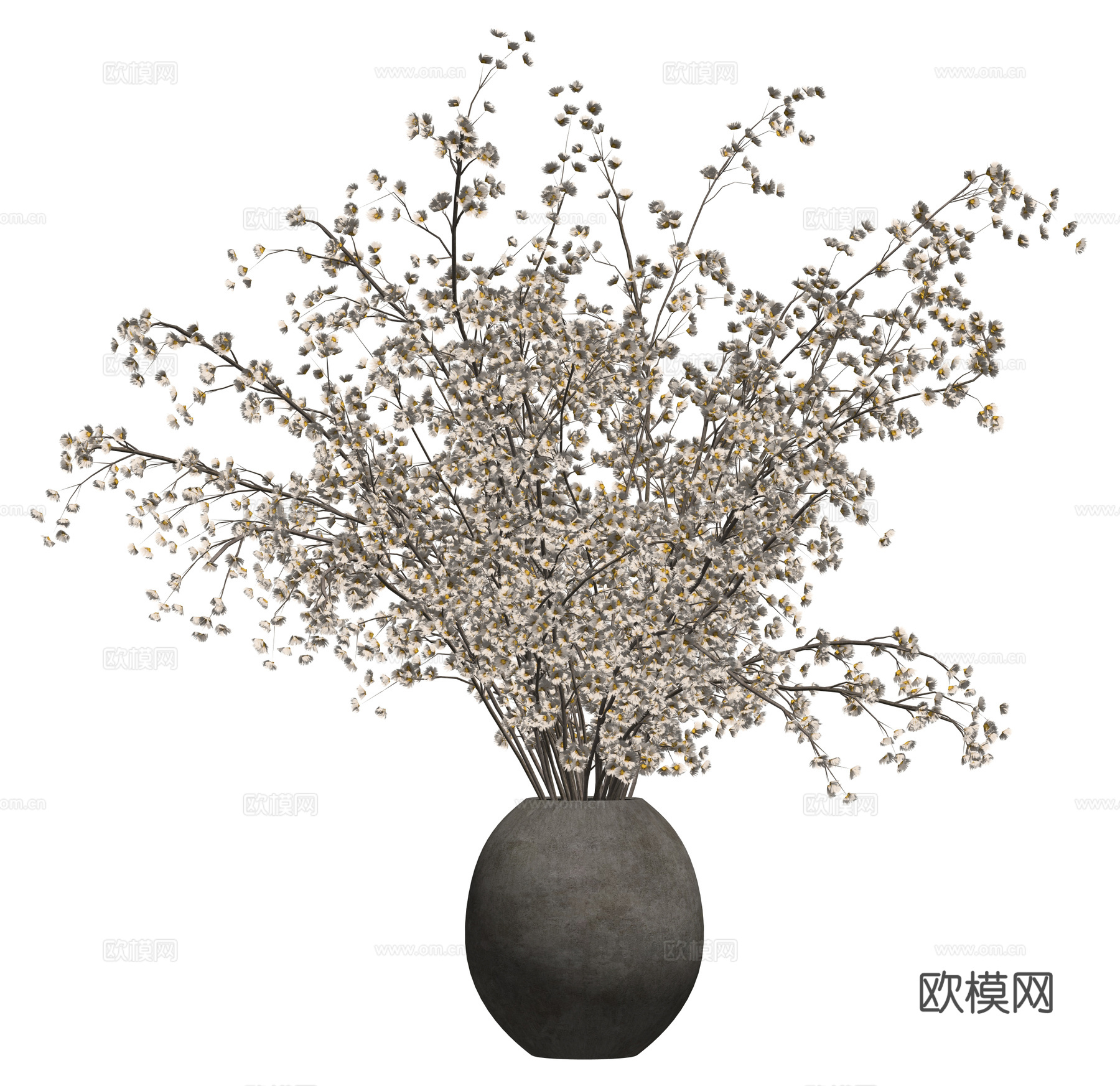 陶罐花瓶摆件 干枝花瓶 花瓶花艺摆件su模型