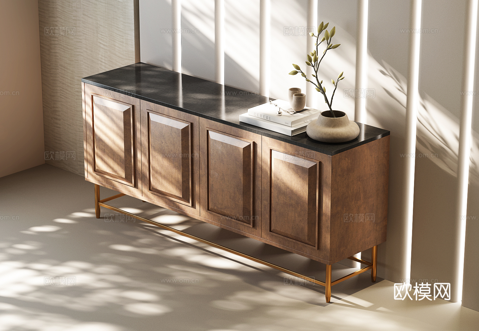 美式边柜 美式玄关柜 美式斗柜 美式装饰柜 现代美式边柜su模型