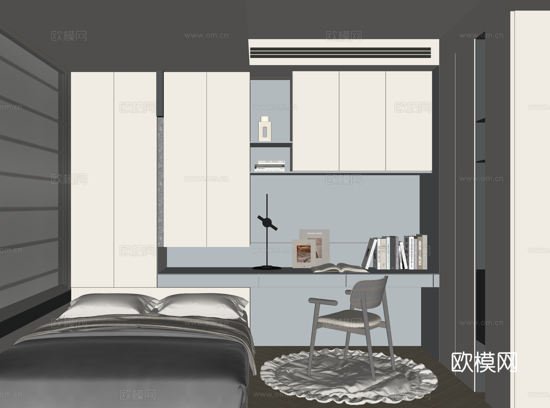 现代榻榻米卧室su模型