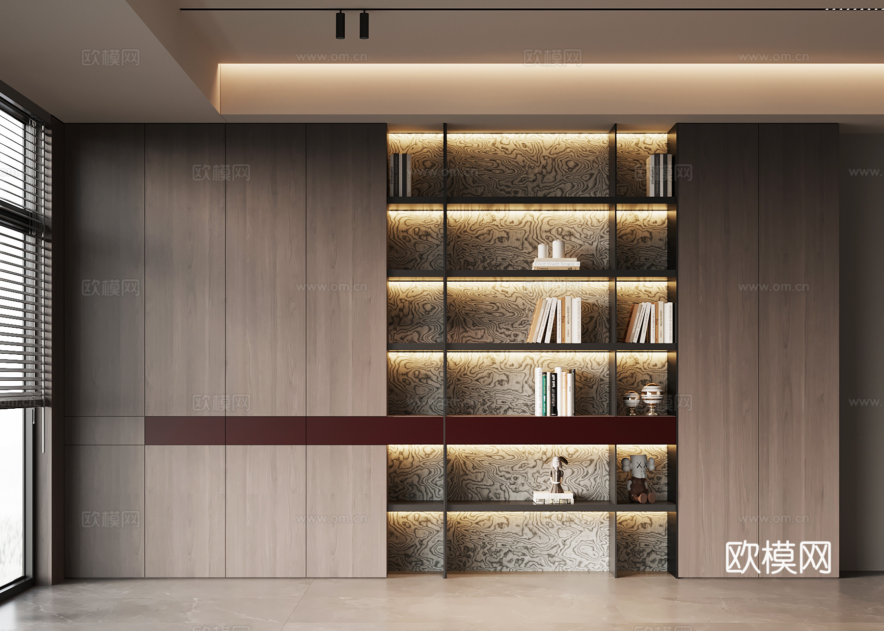 现代意式书柜 包豪斯书柜 开放式书柜su模型su模型