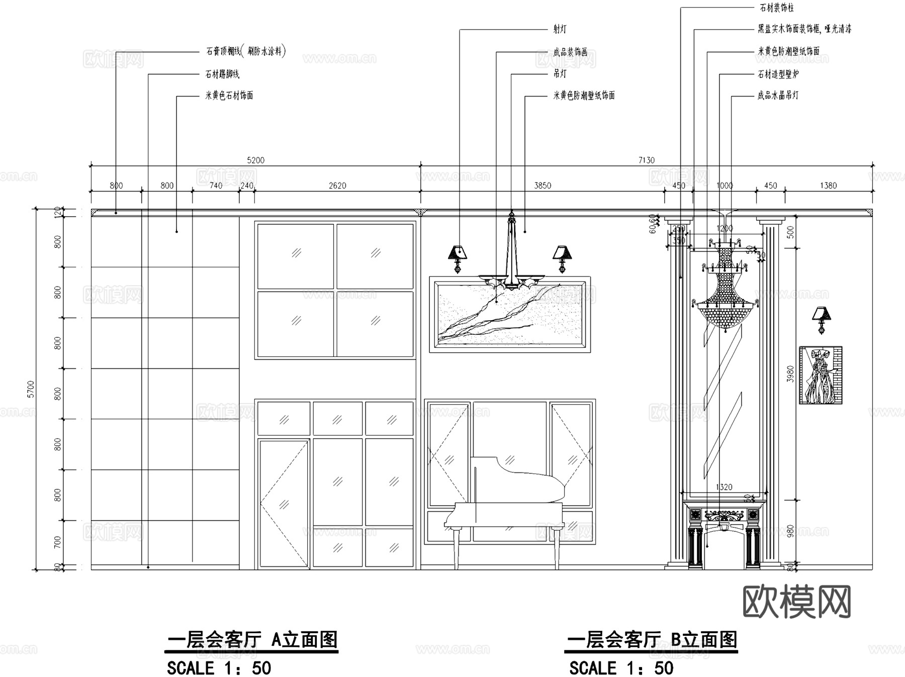 古典三层别墅室内家装CAD施工图cad施工图