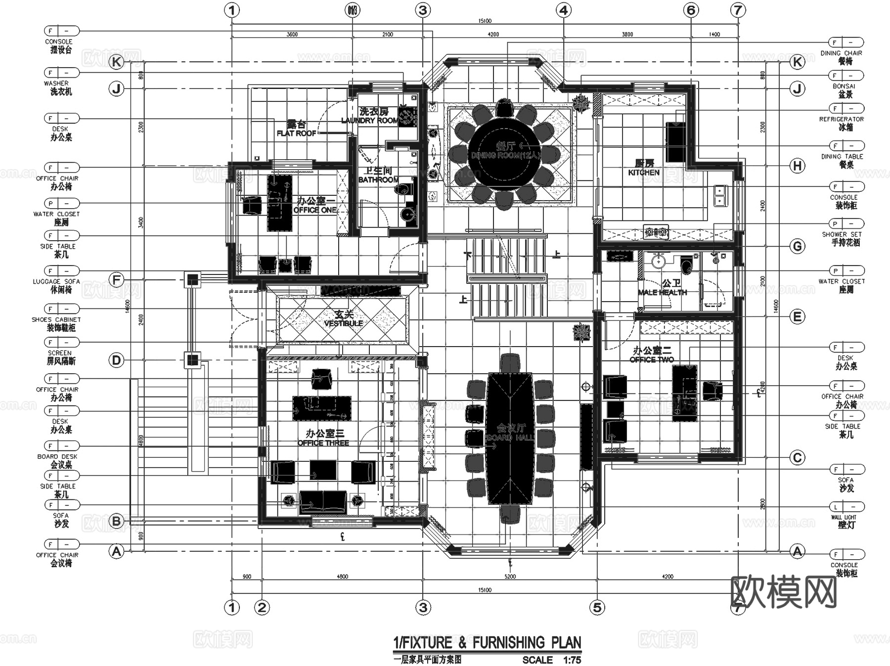 池州二层别墅办公住宅室内家装CAD施工图cad施工图