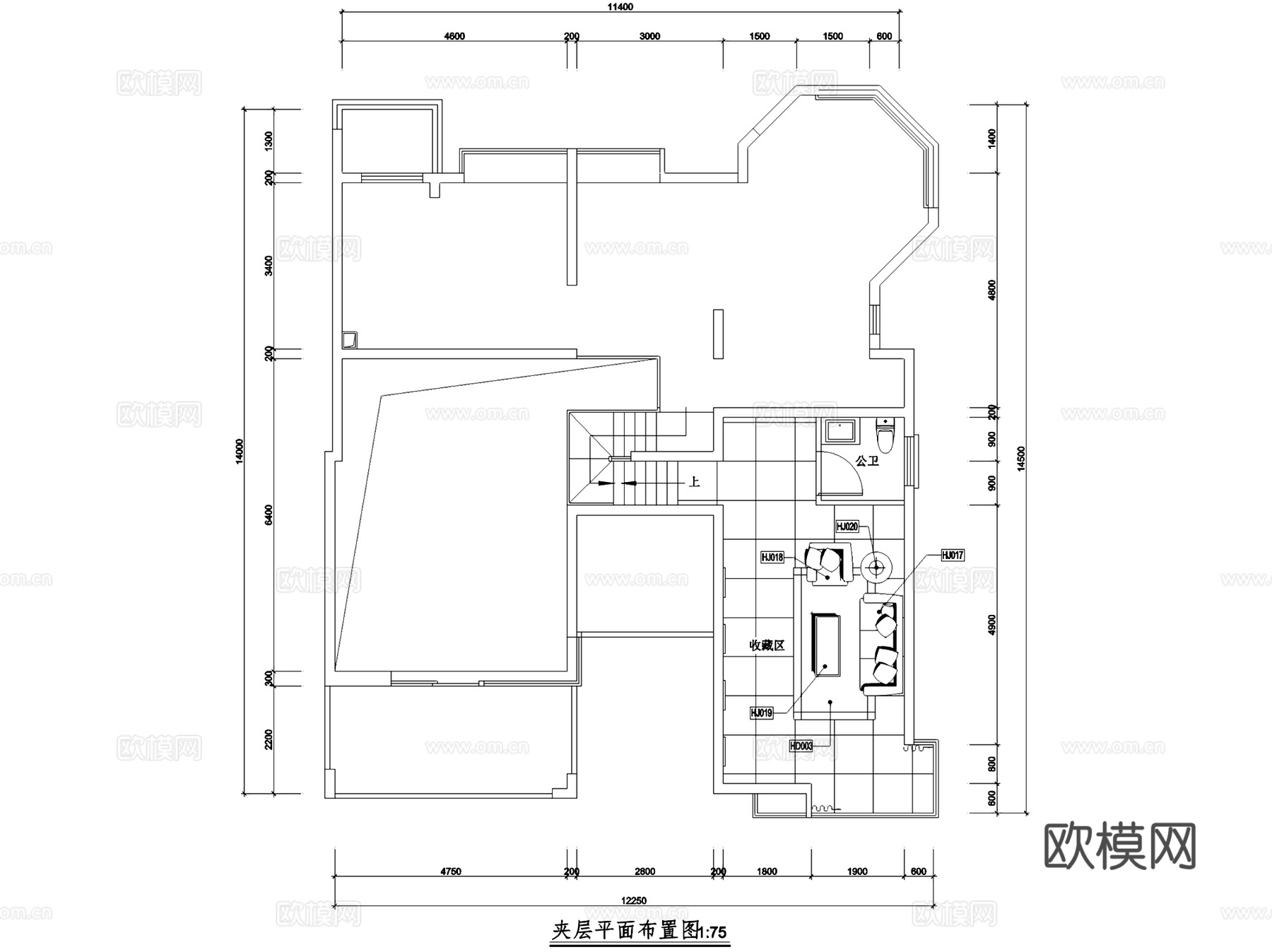 金众葛兰溪谷01户型复式夹层室内家装CAD施工图整套cad施工图