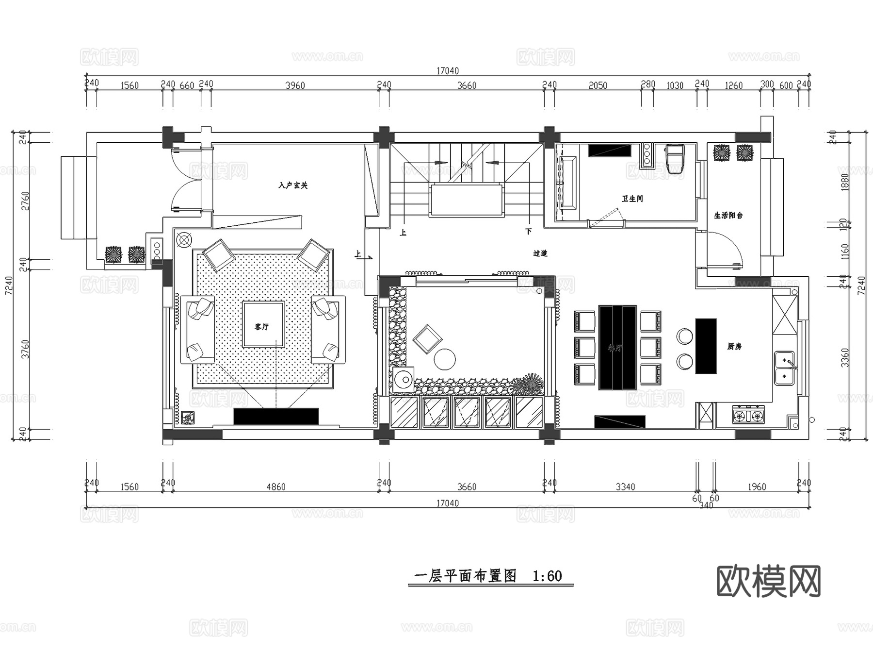 保亿联排三层别墅样板房室内家装CAD施工图整套cad施工图