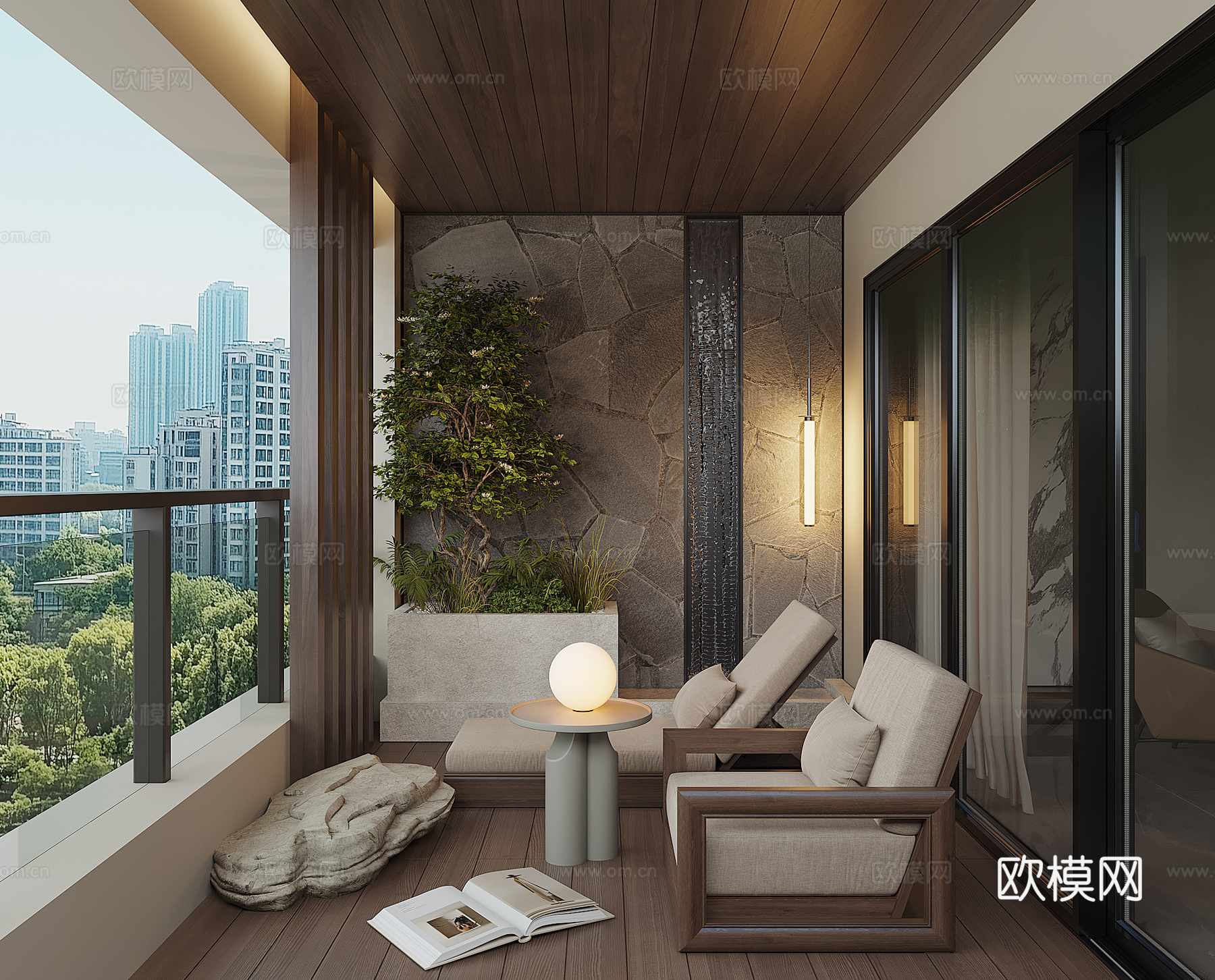 现代休闲阳台su模型