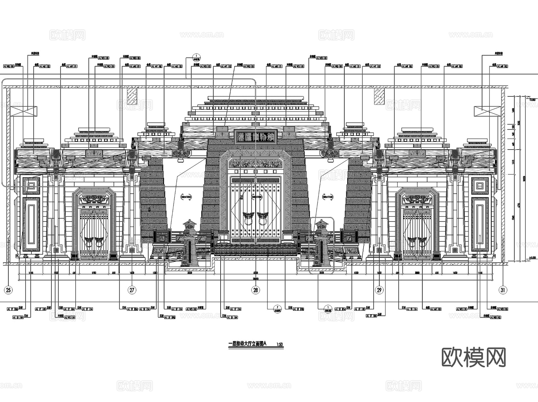 汉文化博览园汉源博物馆立面室内工装CAD施工图cad施工图