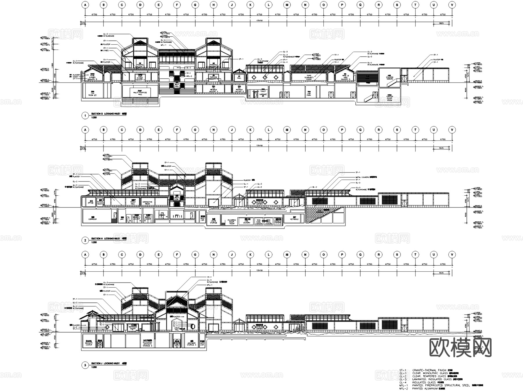 苏州博物馆新馆建筑CAD施工图+文本cad施工图