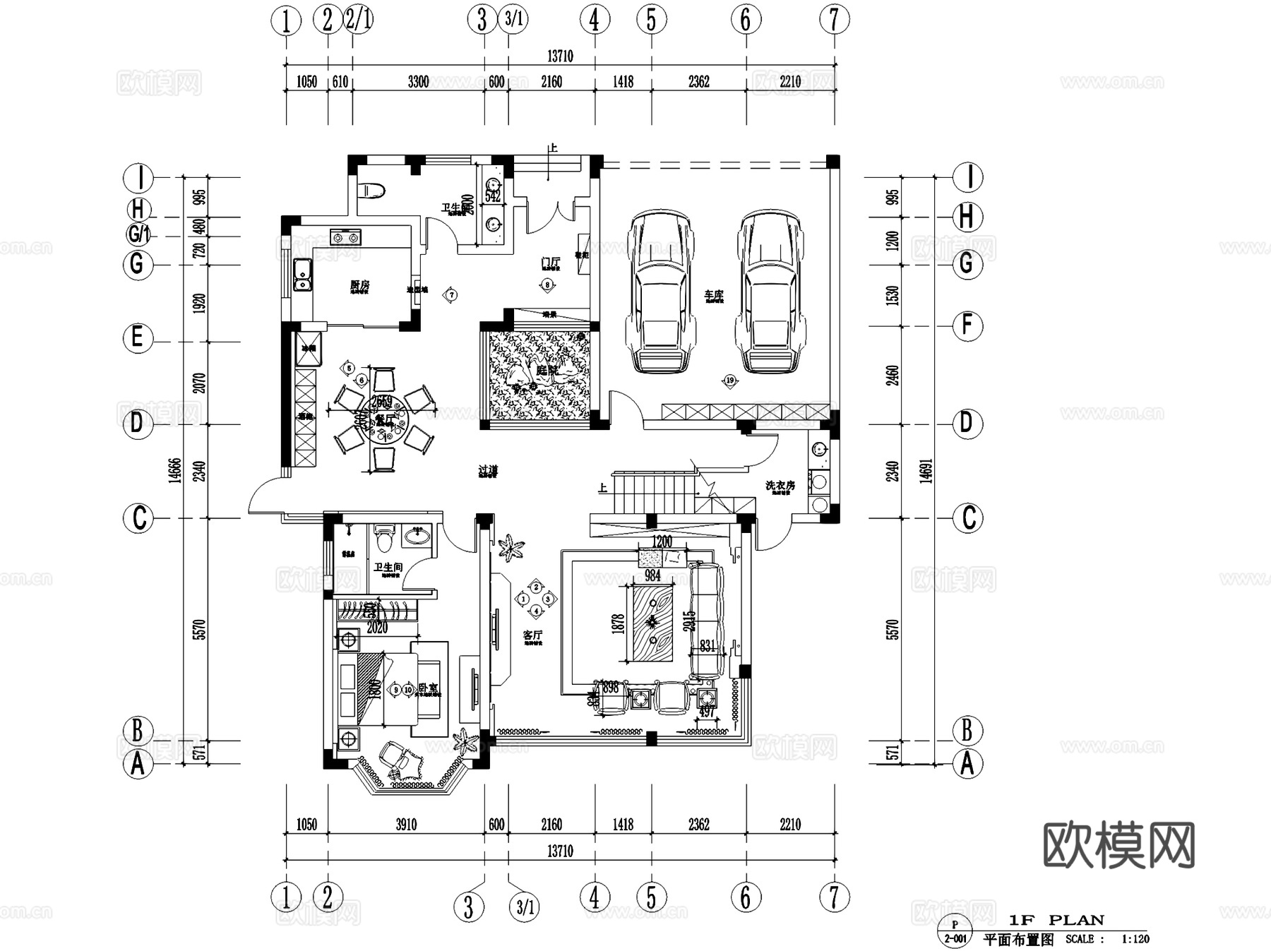 景园中式二层别墅室内家装CAD施工图cad施工图
