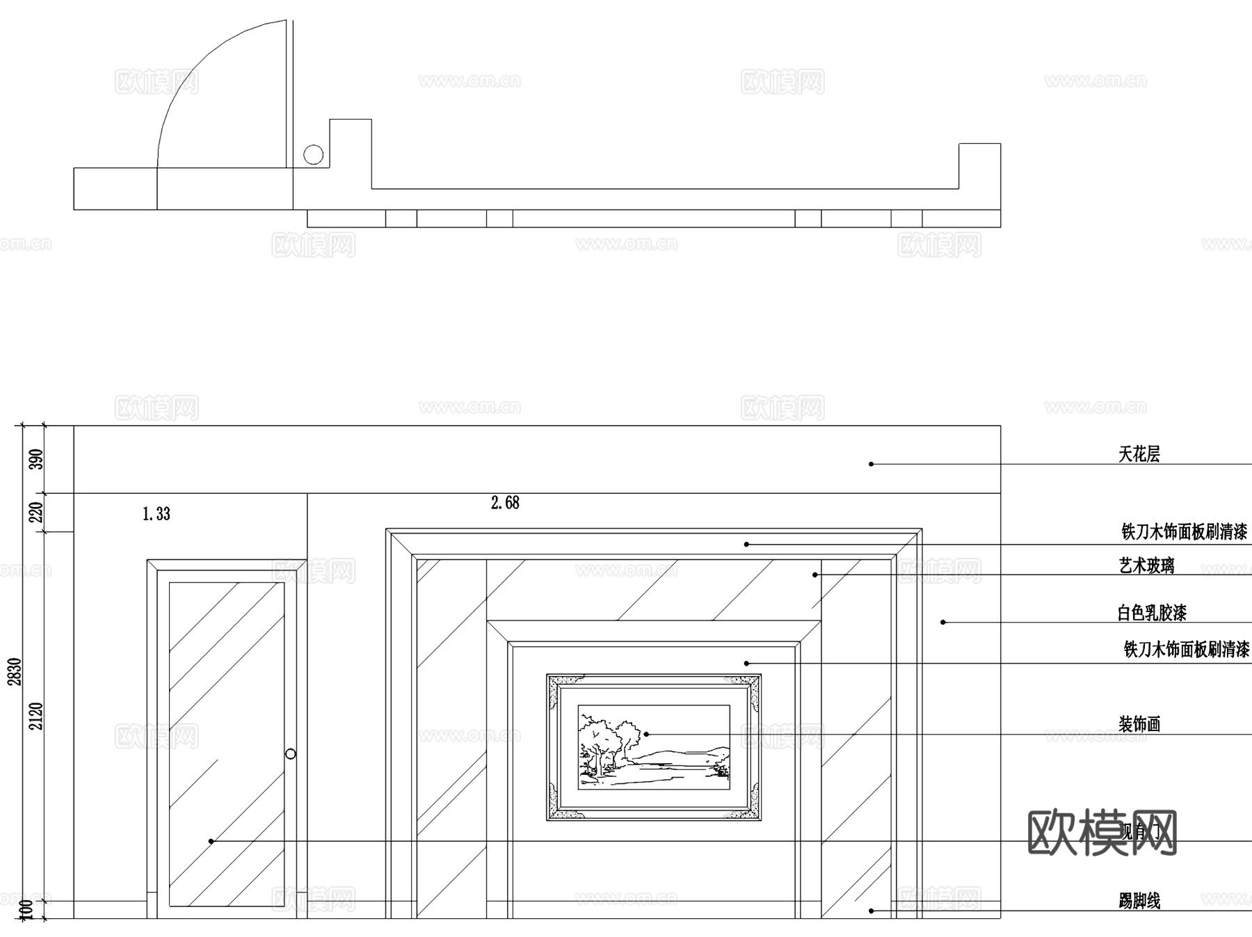 奥林匹克花园平层室内家装CAD施工图cad施工图
