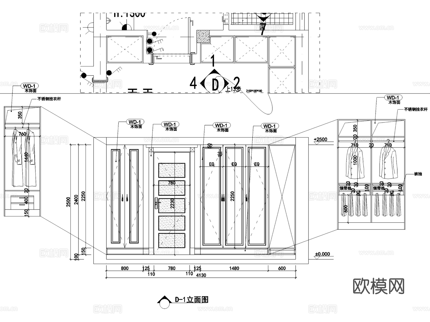复地爱伦坡二层别墅室内家装CAD施工图cad施工图