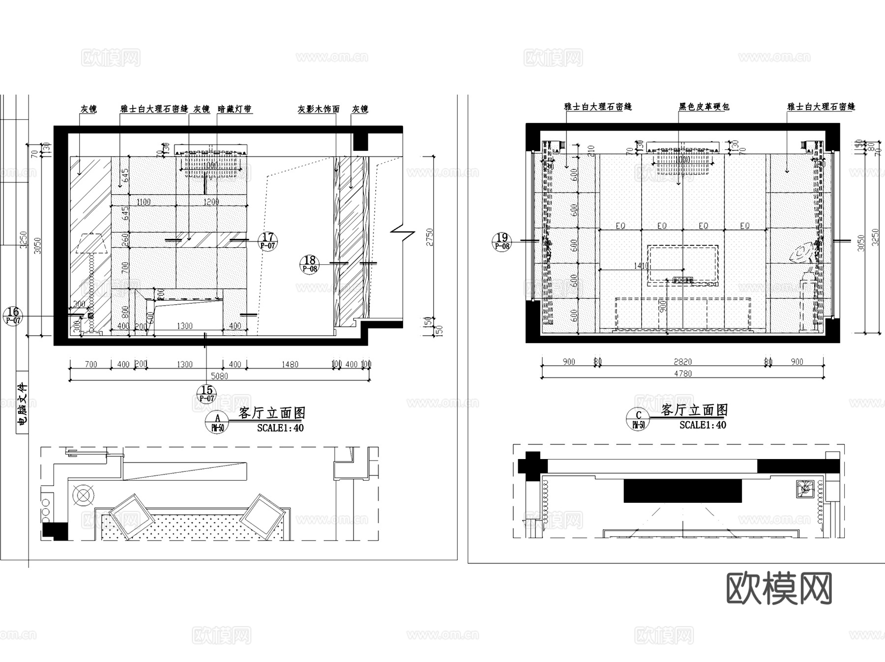 保亿联排三层别墅样板房室内家装CAD施工图整套cad施工图