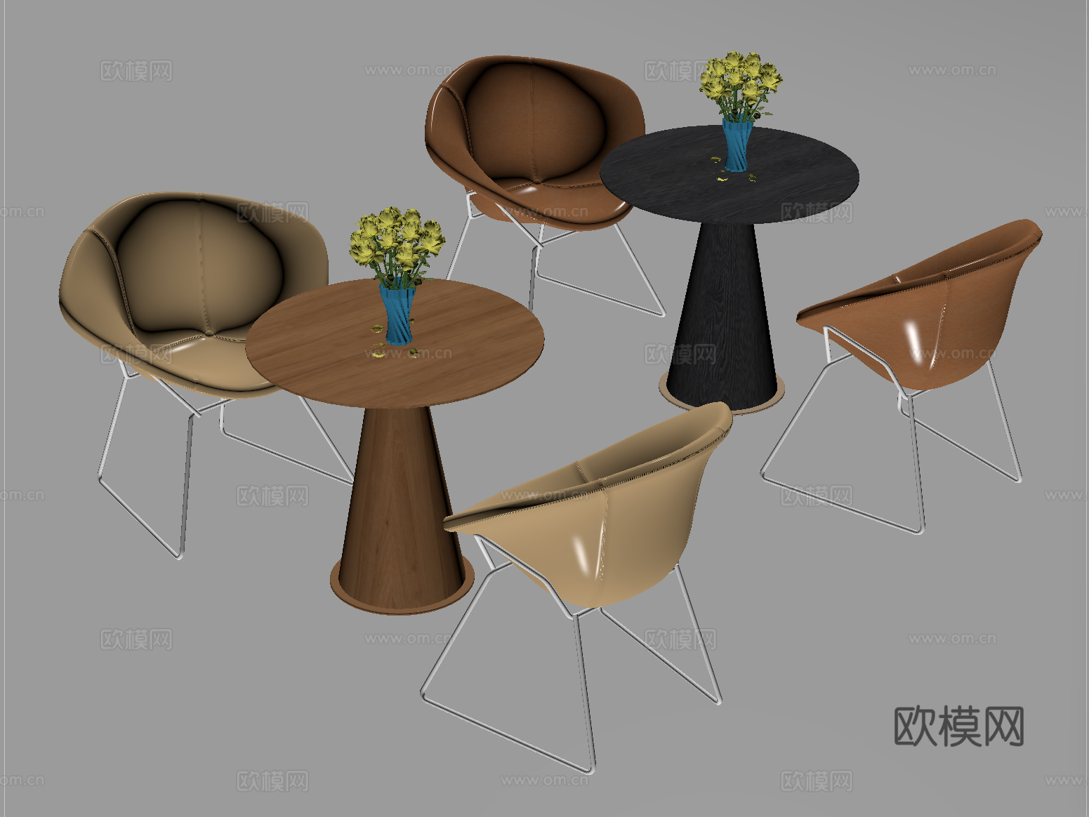 现代洽谈桌椅 休闲桌椅su模型