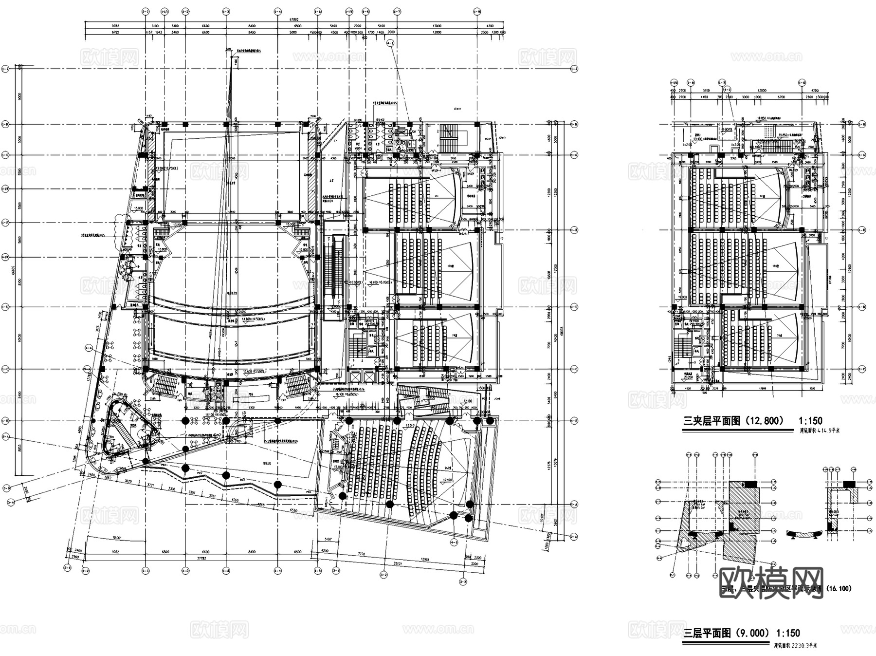 虹桥文化艺术中心 电影院改造室内工装CAD施工图+文本cad施工图