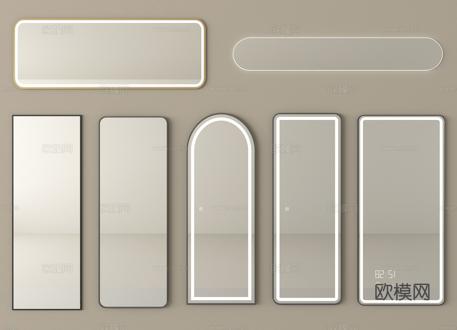 现代镜子 化妆镜 装饰镜 浴室镜 穿衣镜 落地镜su模型