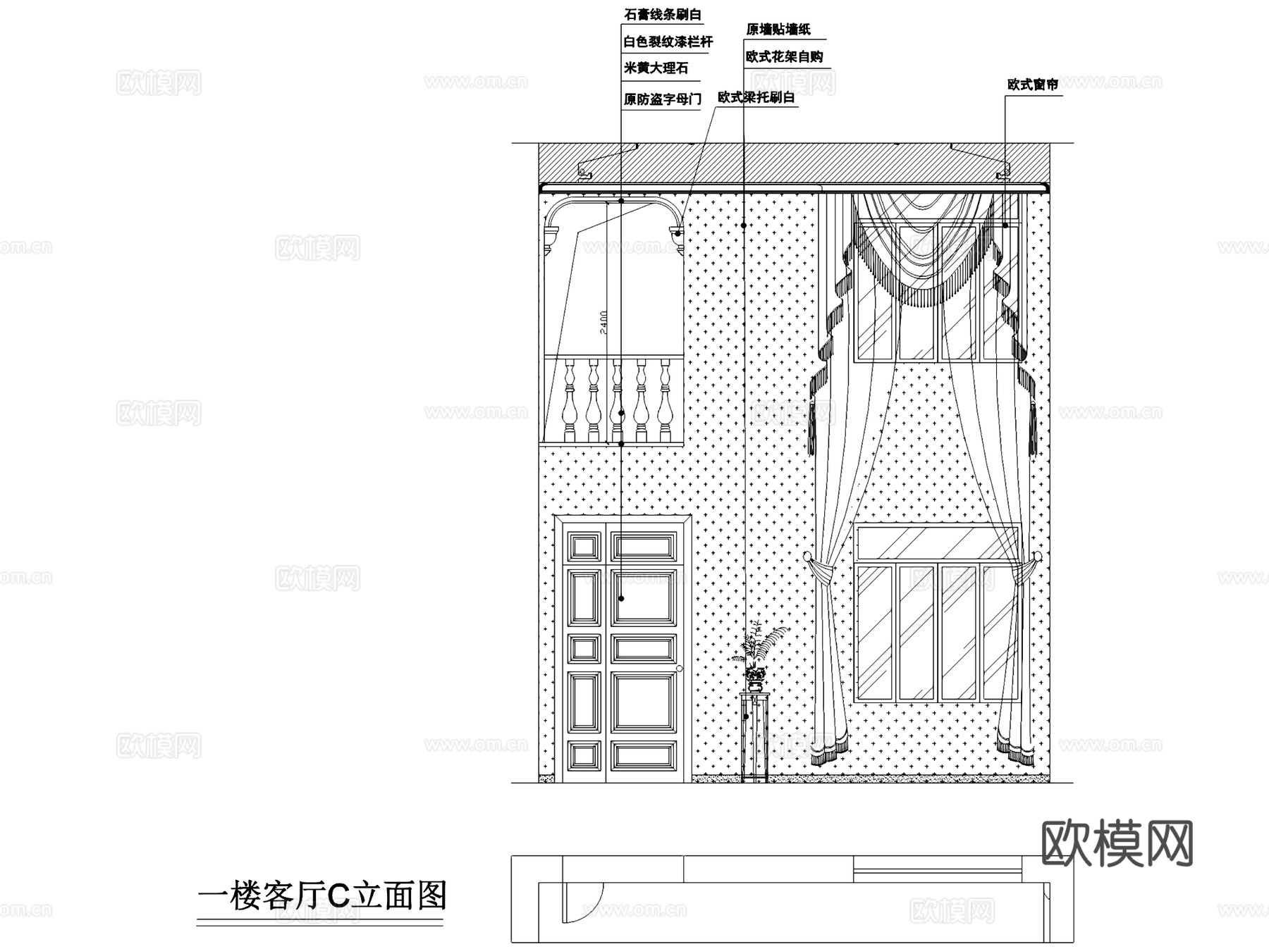 金源酒店后欧式三层别墅室内家装CAD施工图cad施工图