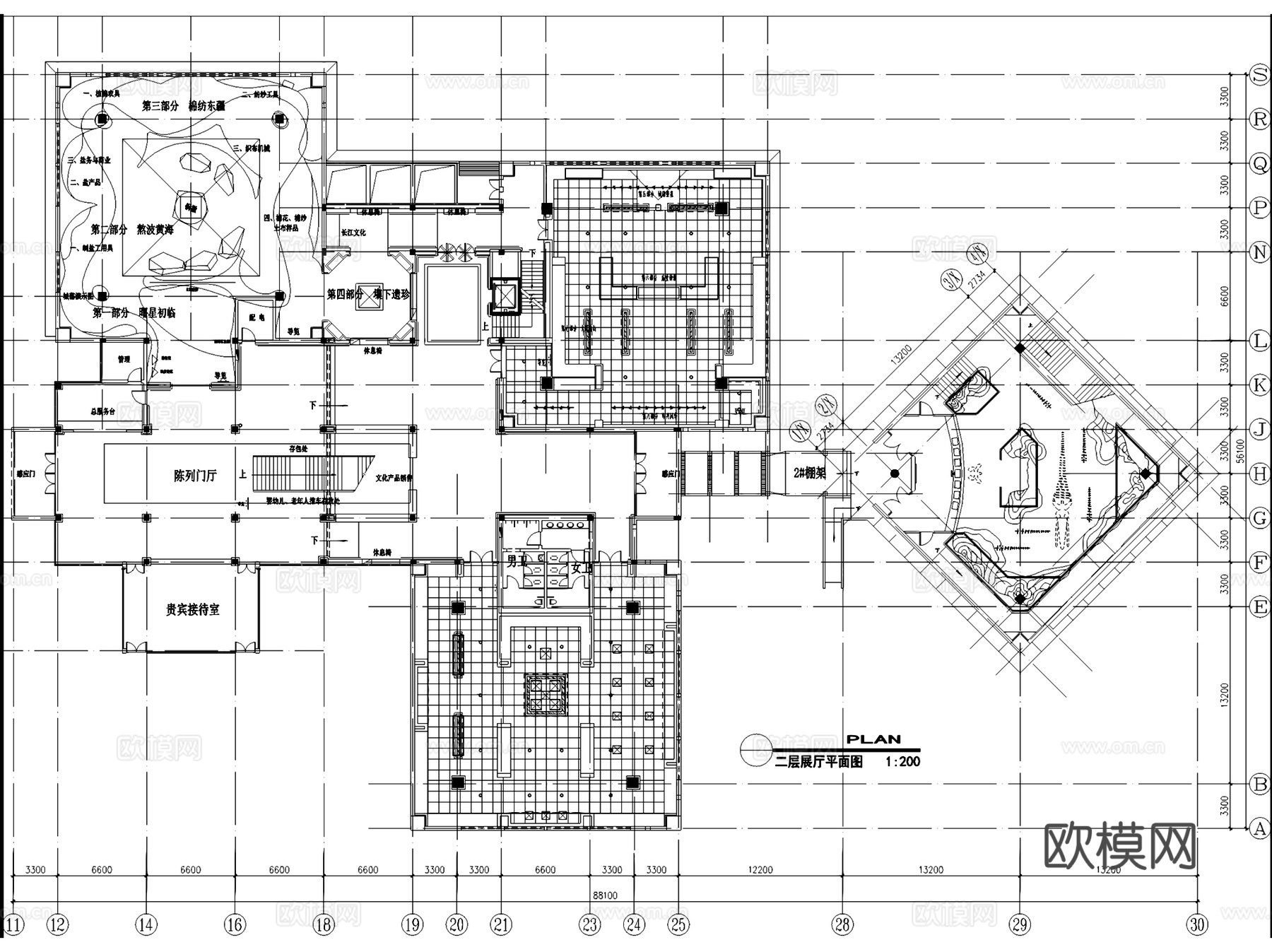 南通博物苑非遗文化展厅室内工装CAD施工图+文本cad施工图