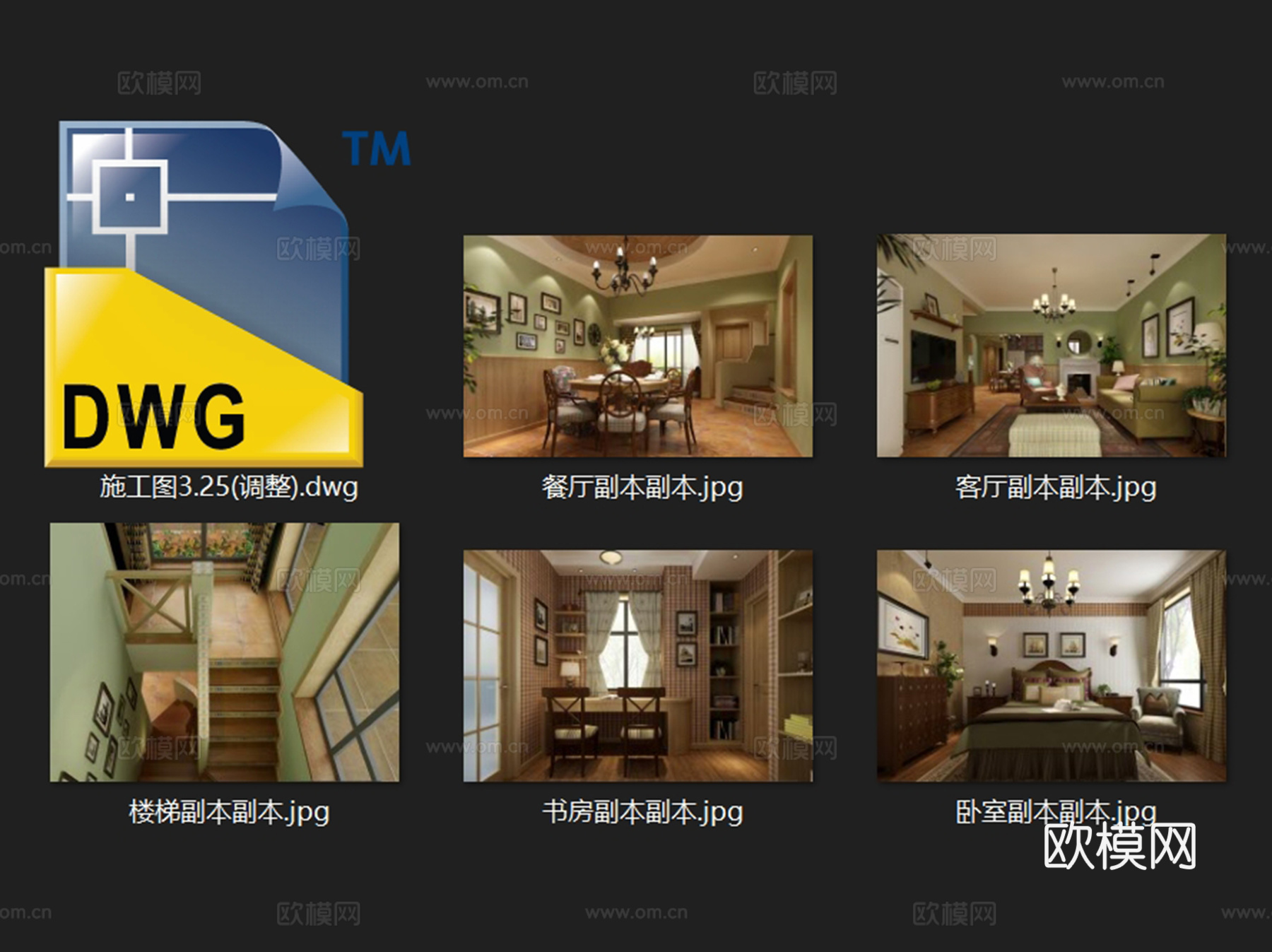 恩施美式简约复式私宅室内家装CAD施工图cad施工图
