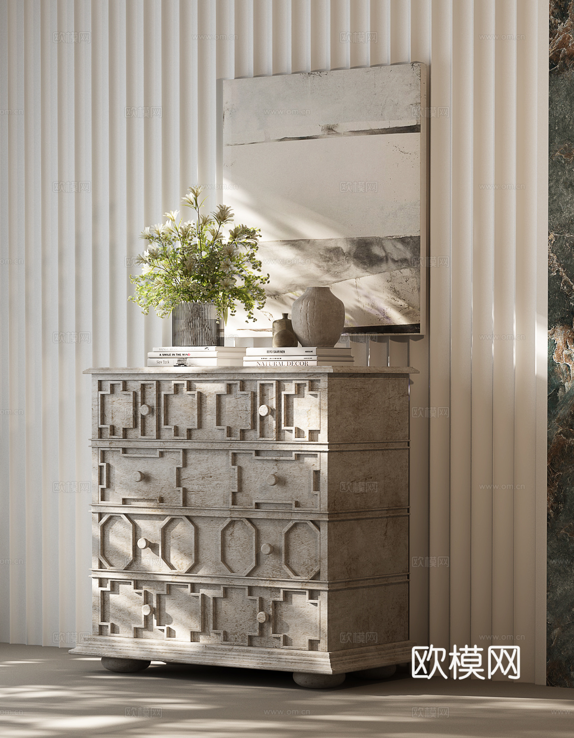 现代中古边柜 法式中古斗柜 美式中古斗柜 现代法式边柜 美式su模型