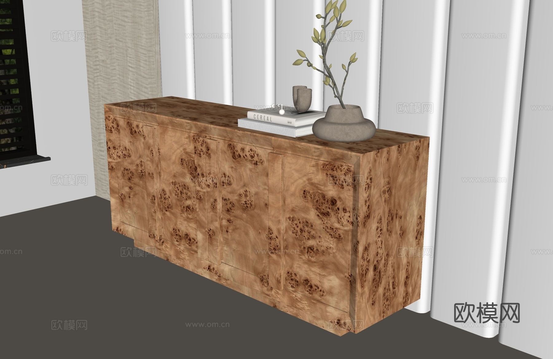 现代中古边柜 现代中古玄关柜 现代中古餐边柜 现代中古斗柜su模型