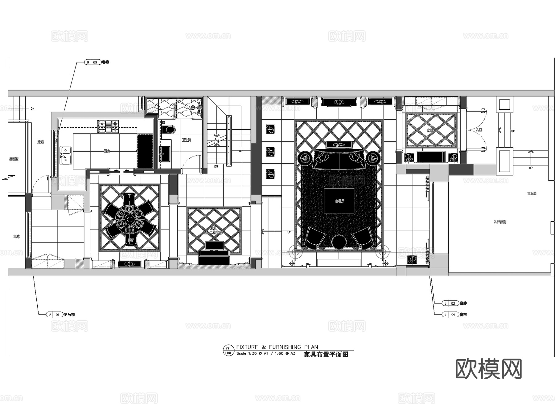 常州世贸香槟湖三层别墅室内家装CAD施工图整套cad施工图