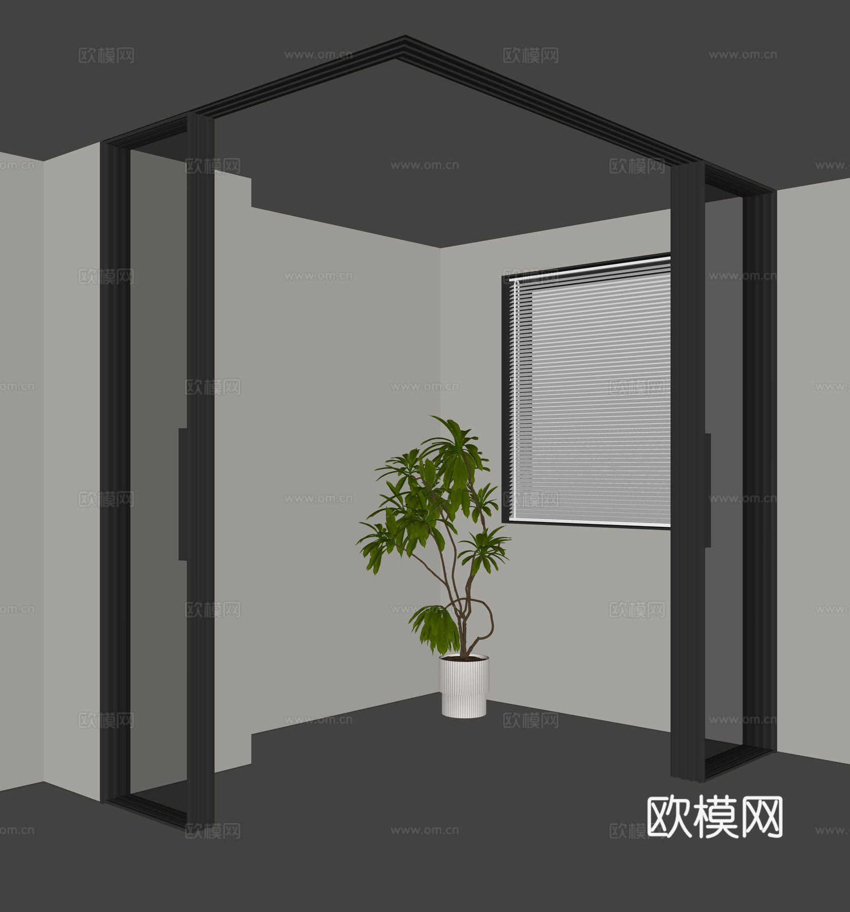 现代转角推拉门su模型