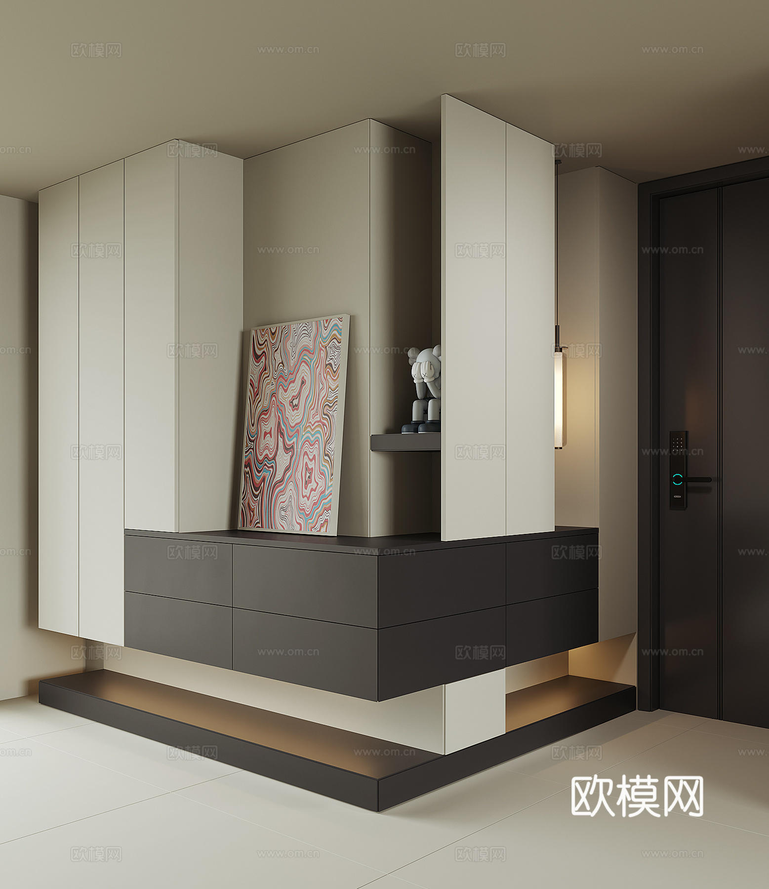 现代入户转角鞋柜su模型
