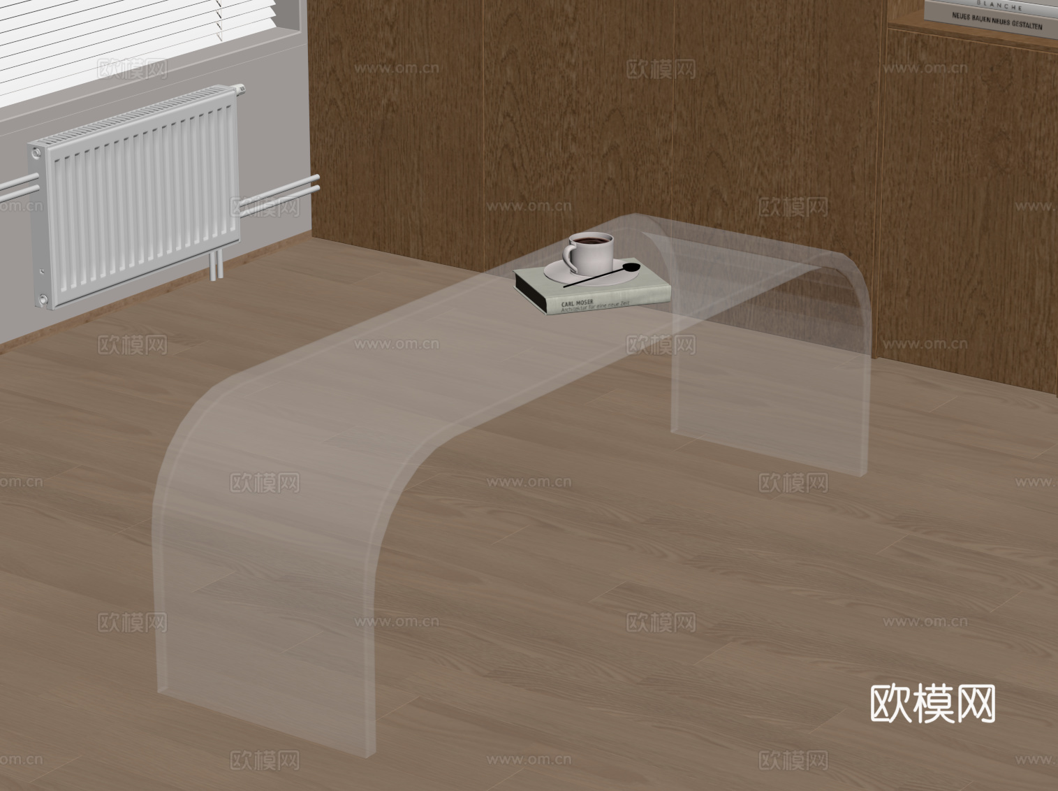 现代长凳 亚克力长凳su模型