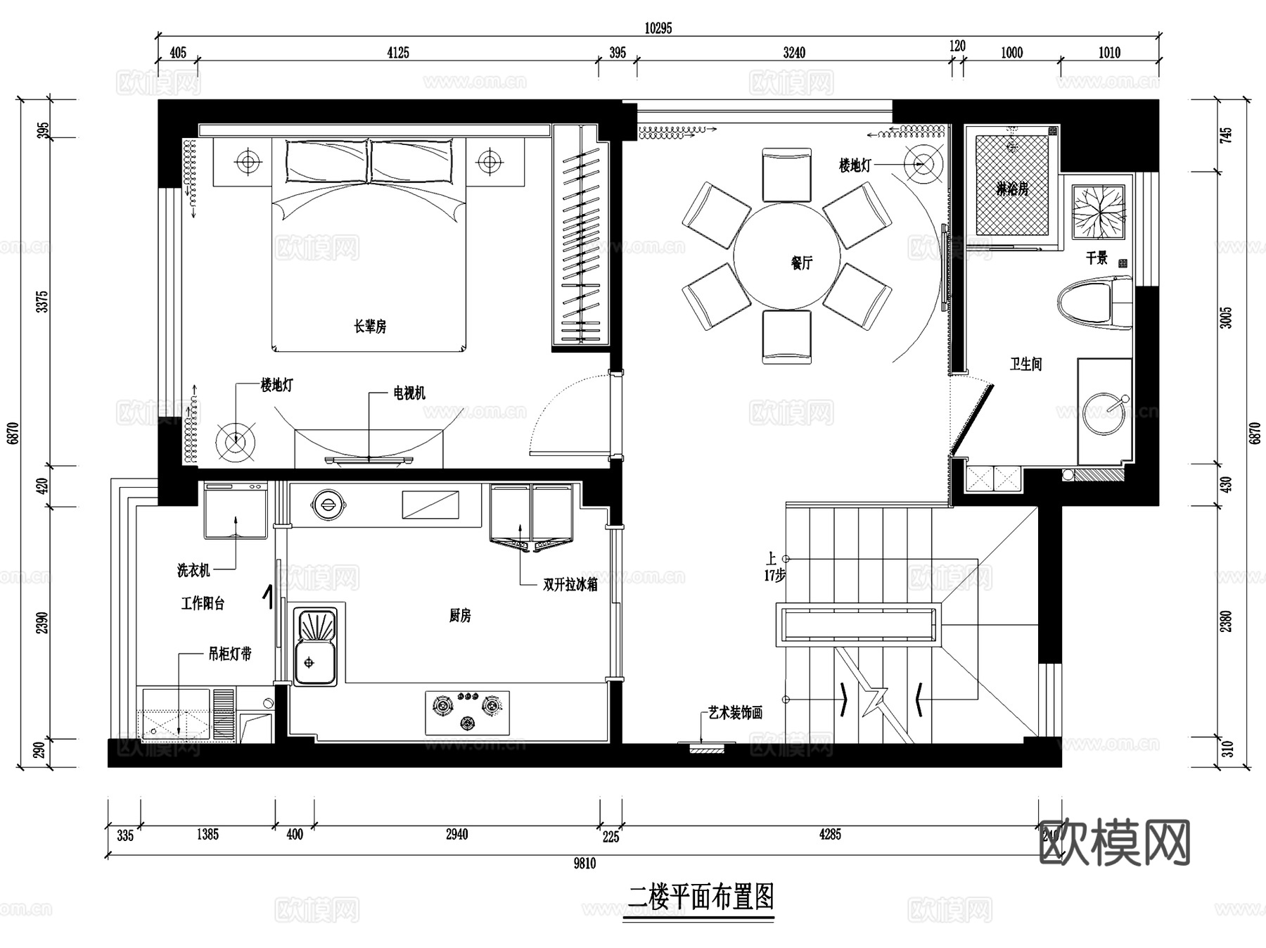 建瓯城市花园19栋西单园四层别墅室内家装CAD施工图cad施工图