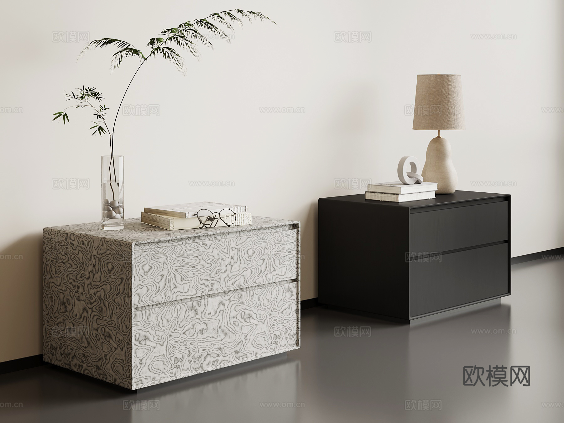 现代意式床头柜su模型