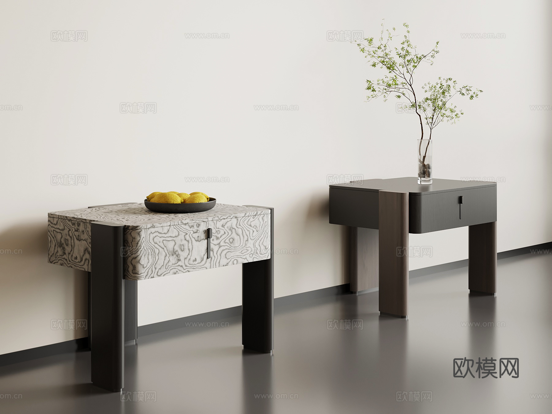 现代意式床头柜3d模型下载