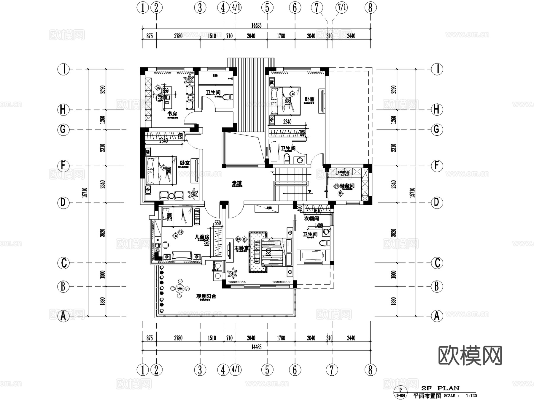 景园中式二层别墅室内家装CAD施工图cad施工图