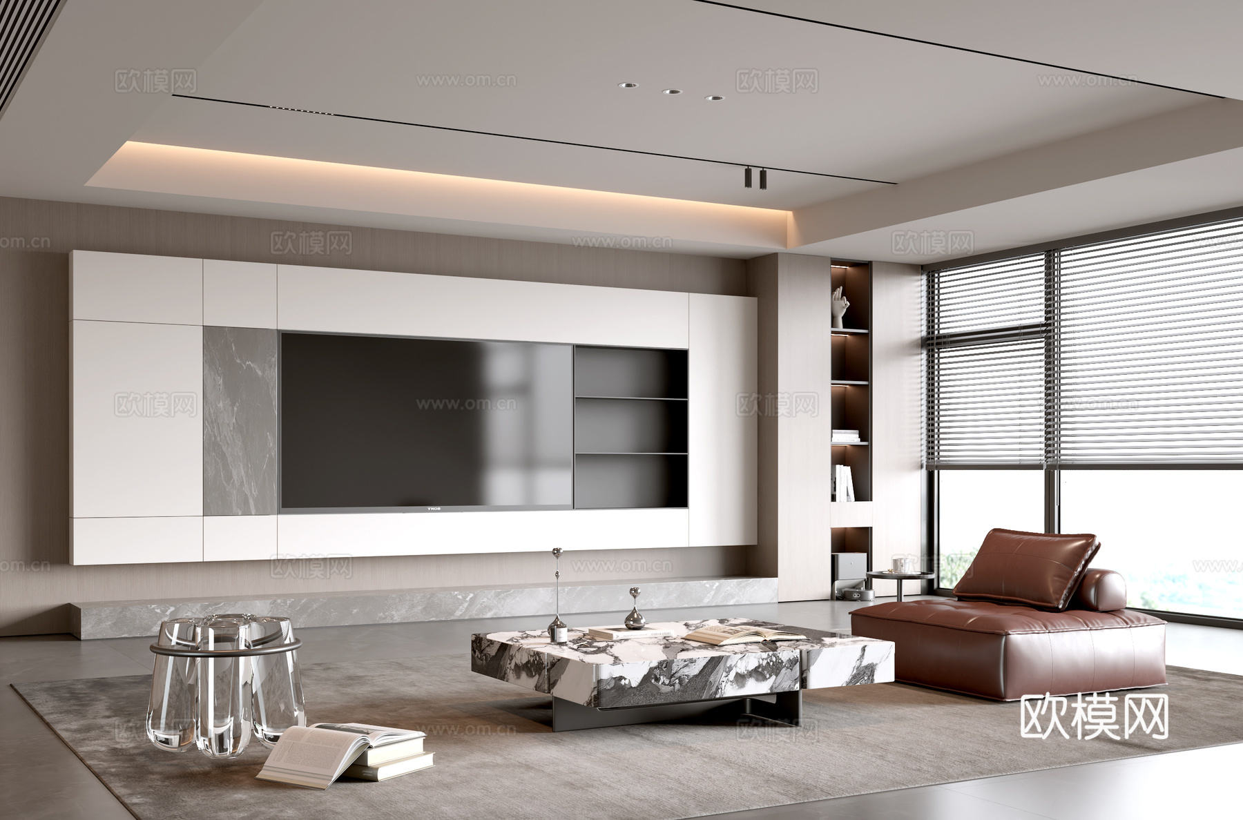 意式客厅 现代客厅 电视背景墙 电视柜 客厅背景 沙发茶几组su模型