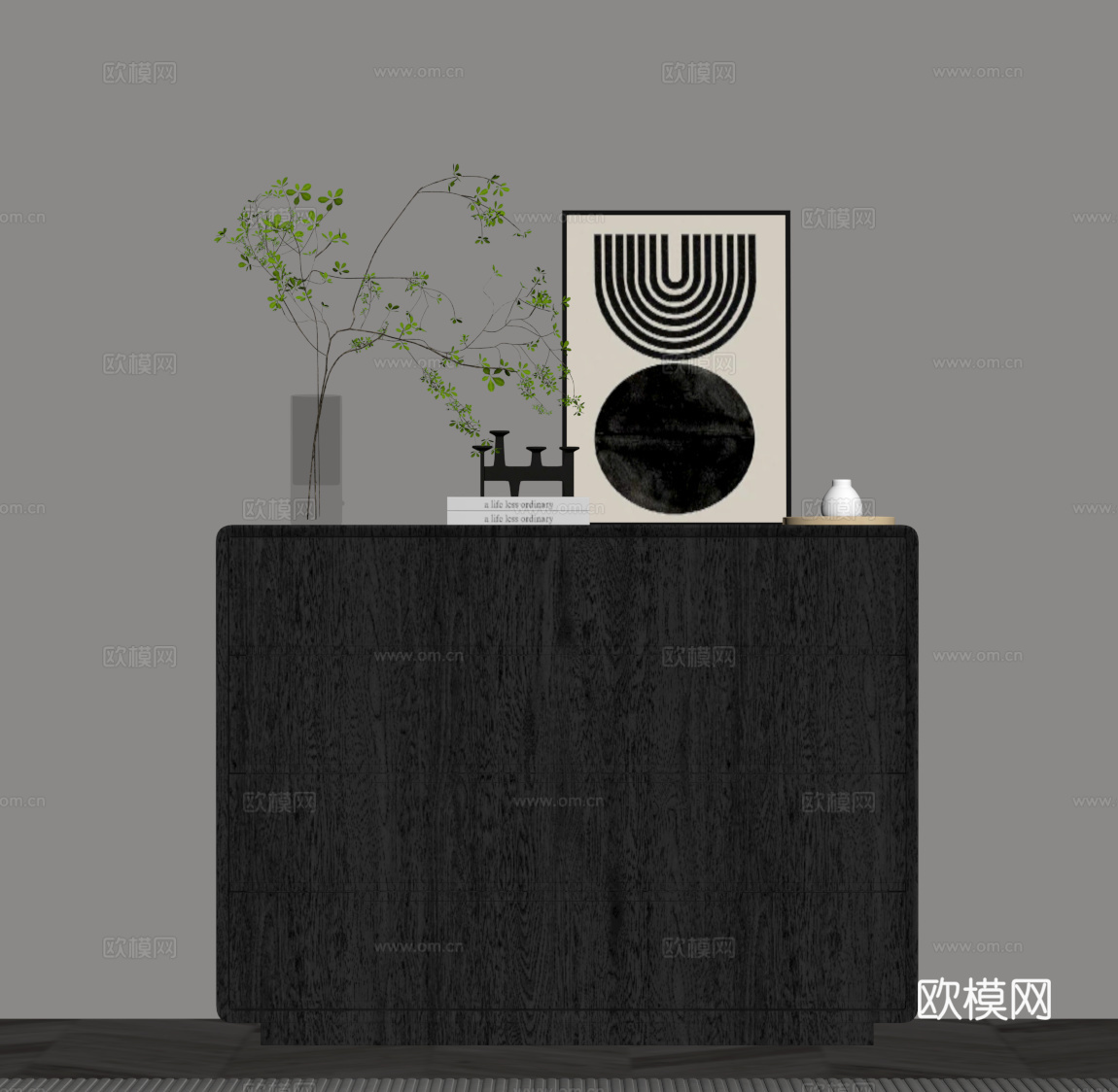 现代意式鞋柜 玄关柜su模型