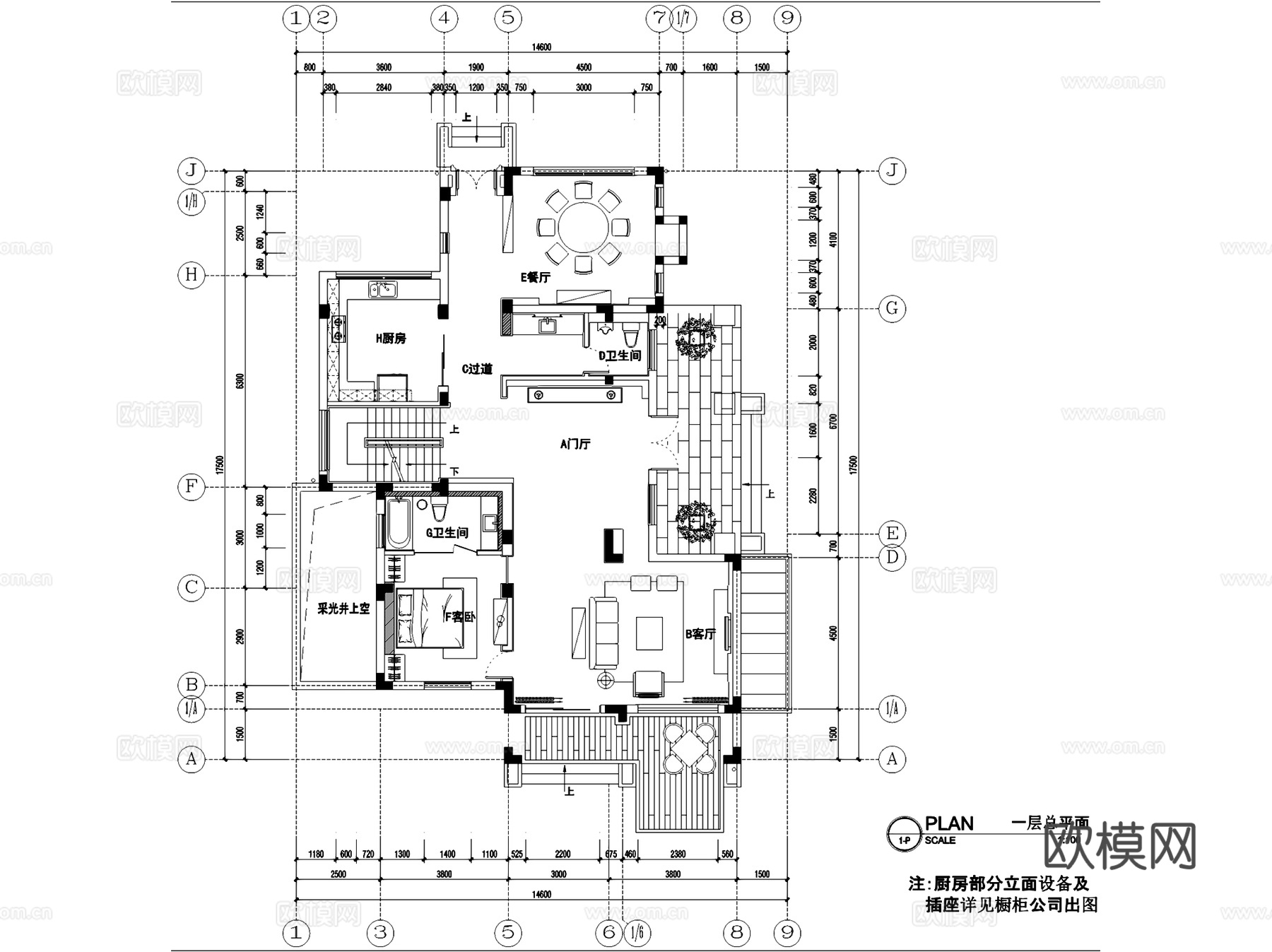 湖玺二层别墅13号样板房室内家装CAD施工图整套cad施工图
