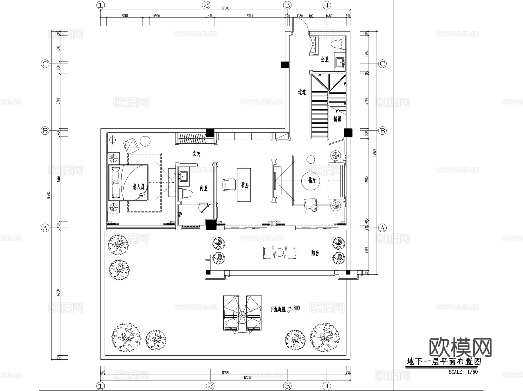 淮安二层别墅08下叠室内家装CAD施工图整套cad施工图