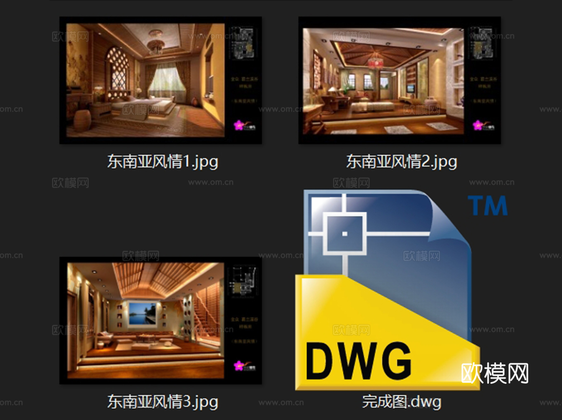 金众葛兰溪谷东南亚风情室内家装CAD施工图整套cad施工图