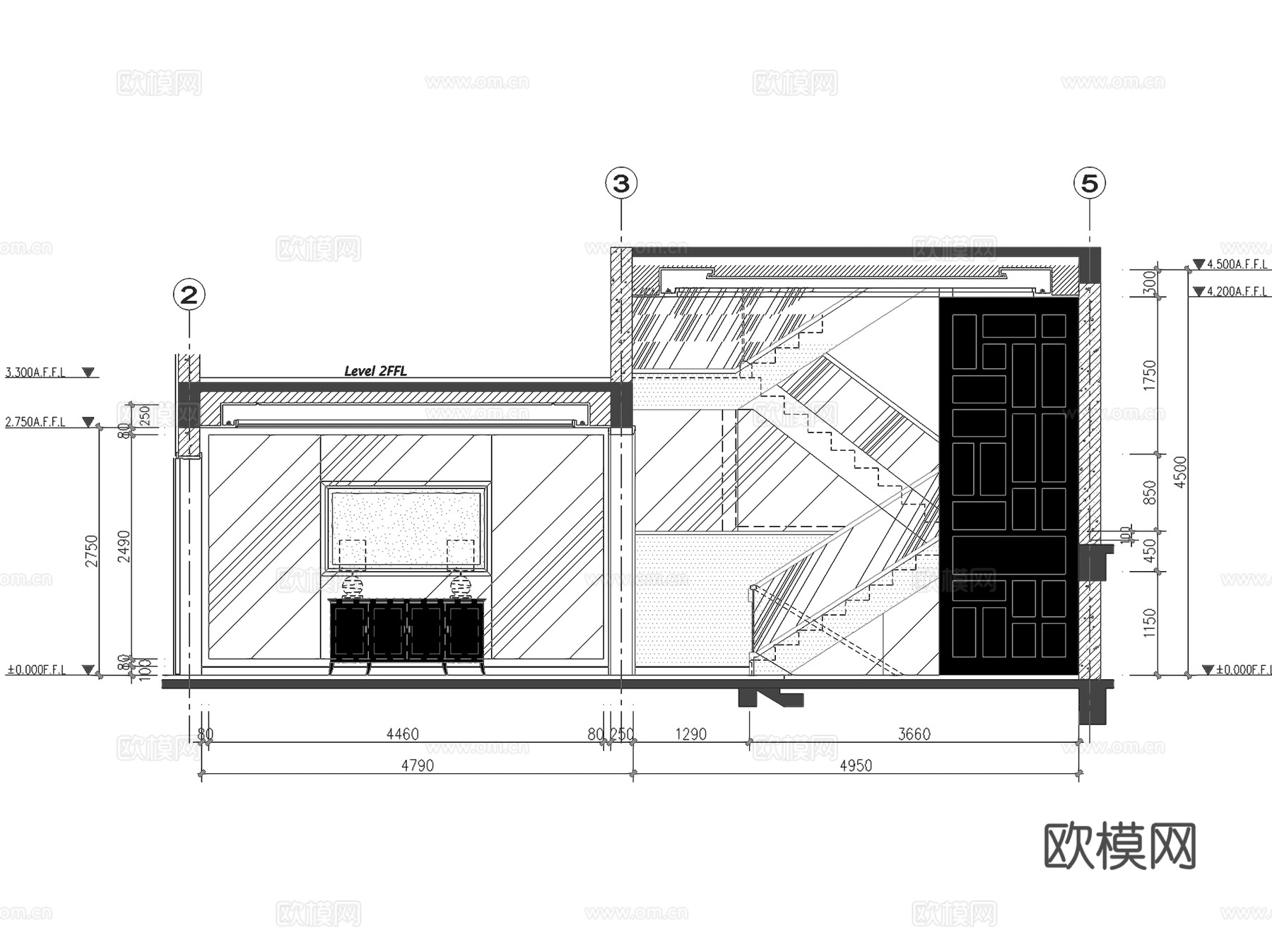 池州二层别墅办公住宅室内家装CAD施工图cad施工图