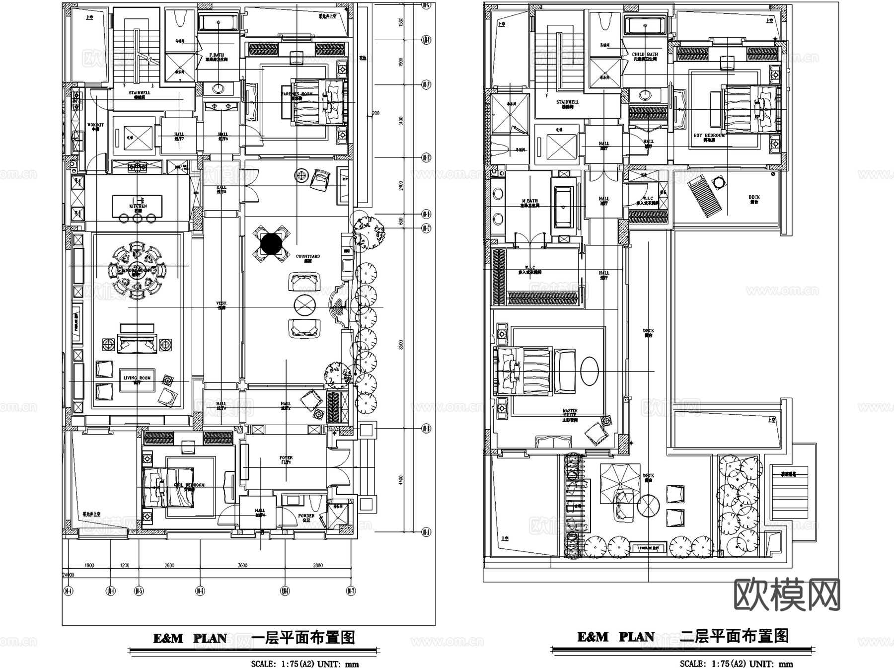 成都绿城文儒德二层别墅室内家装CAD施工图整套cad施工图