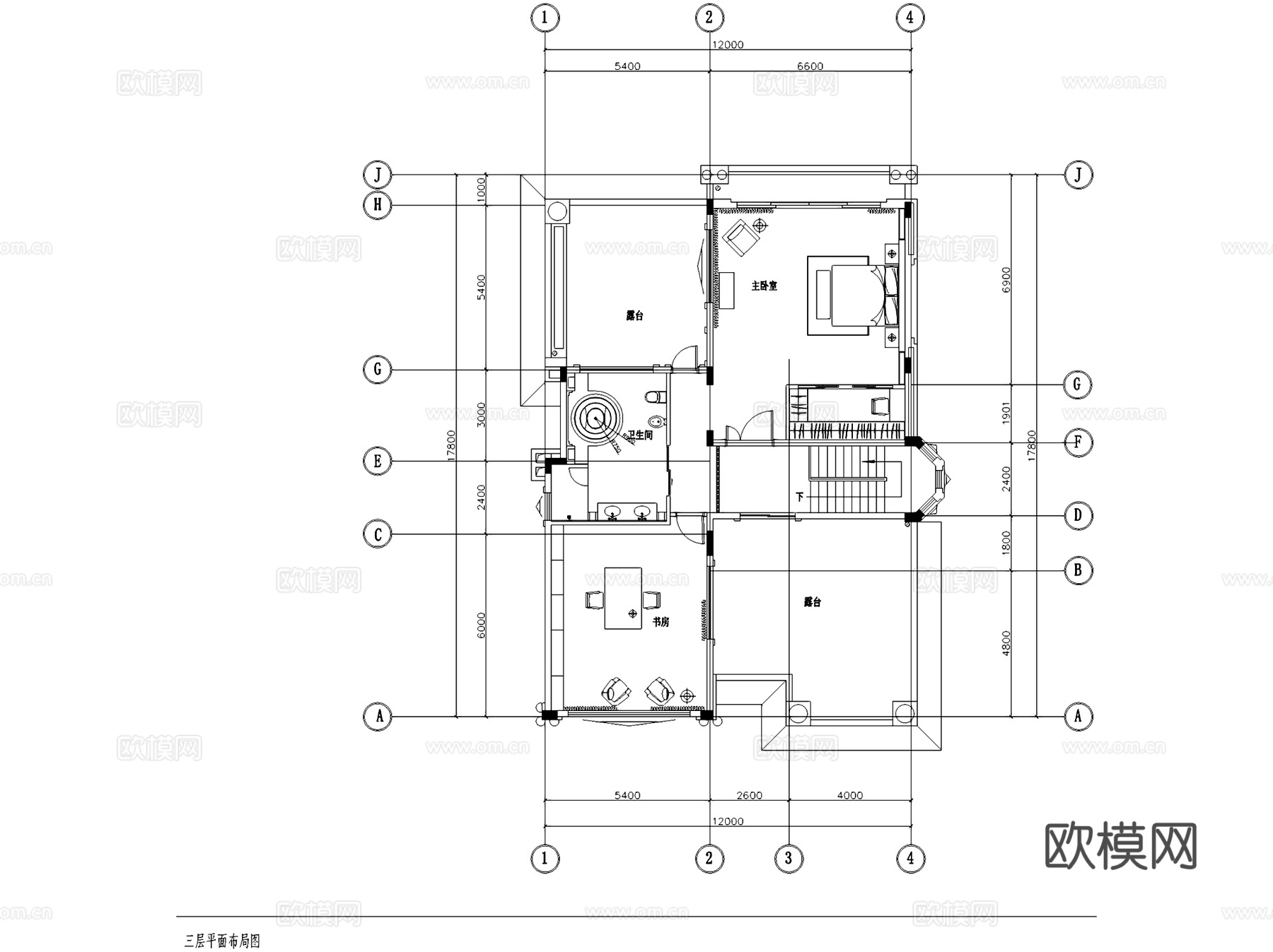 美式新古典三层别墅室内家装CAD施工图cad施工图