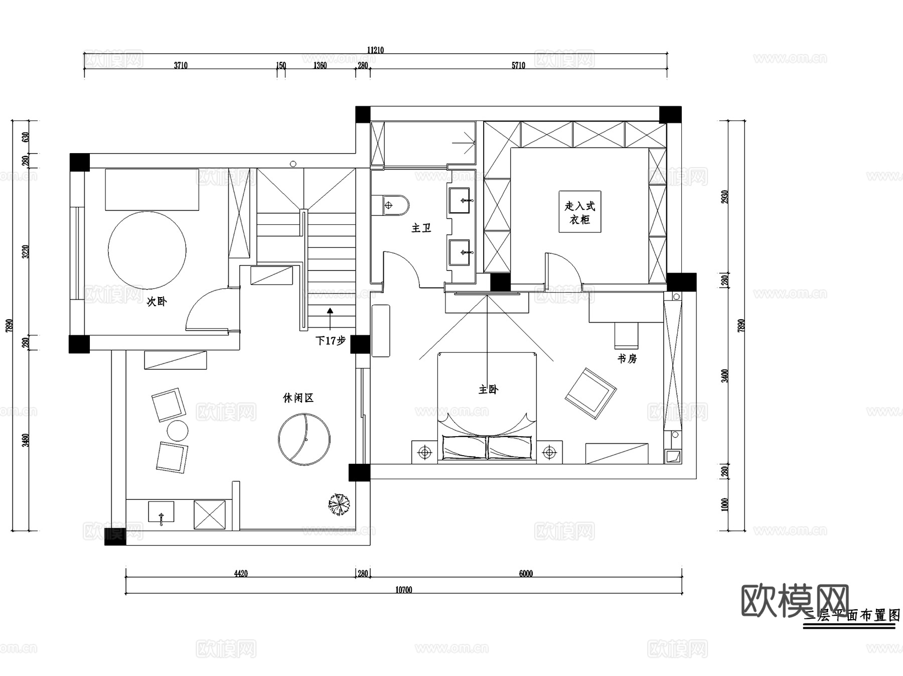 杭州江南名楼1-3-606二层别墅室内家装CAD施工图cad施工图