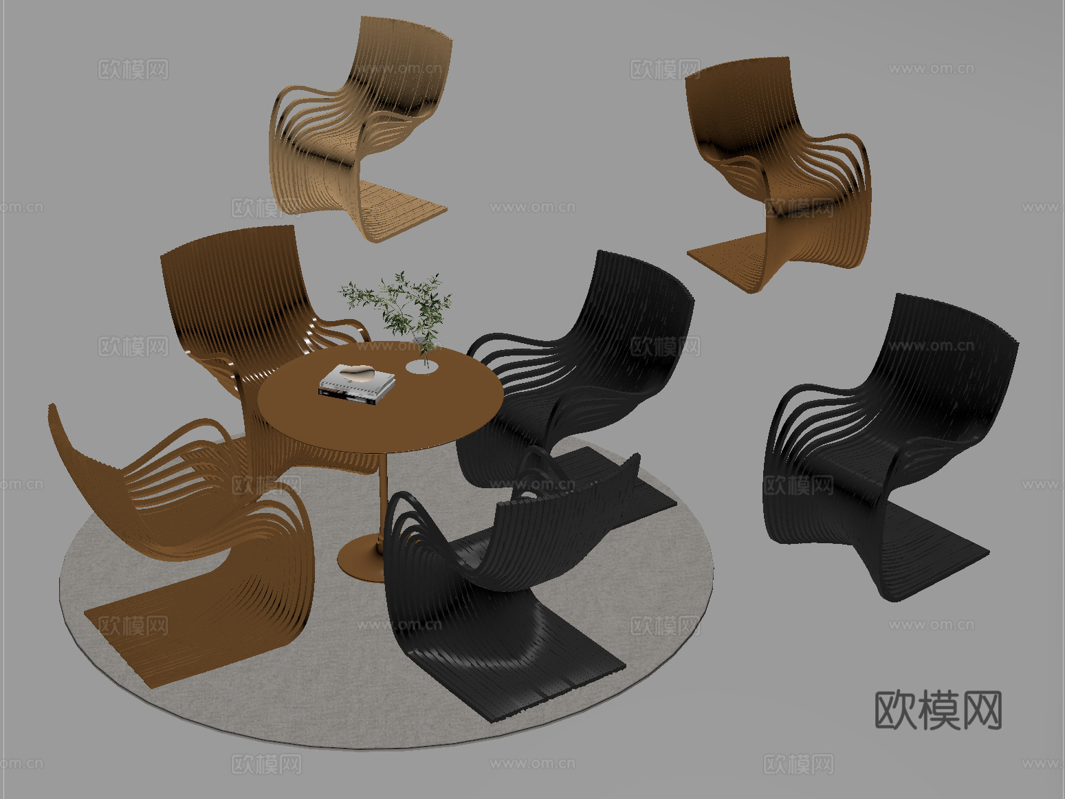 现代洽谈桌椅 休闲桌椅su模型
