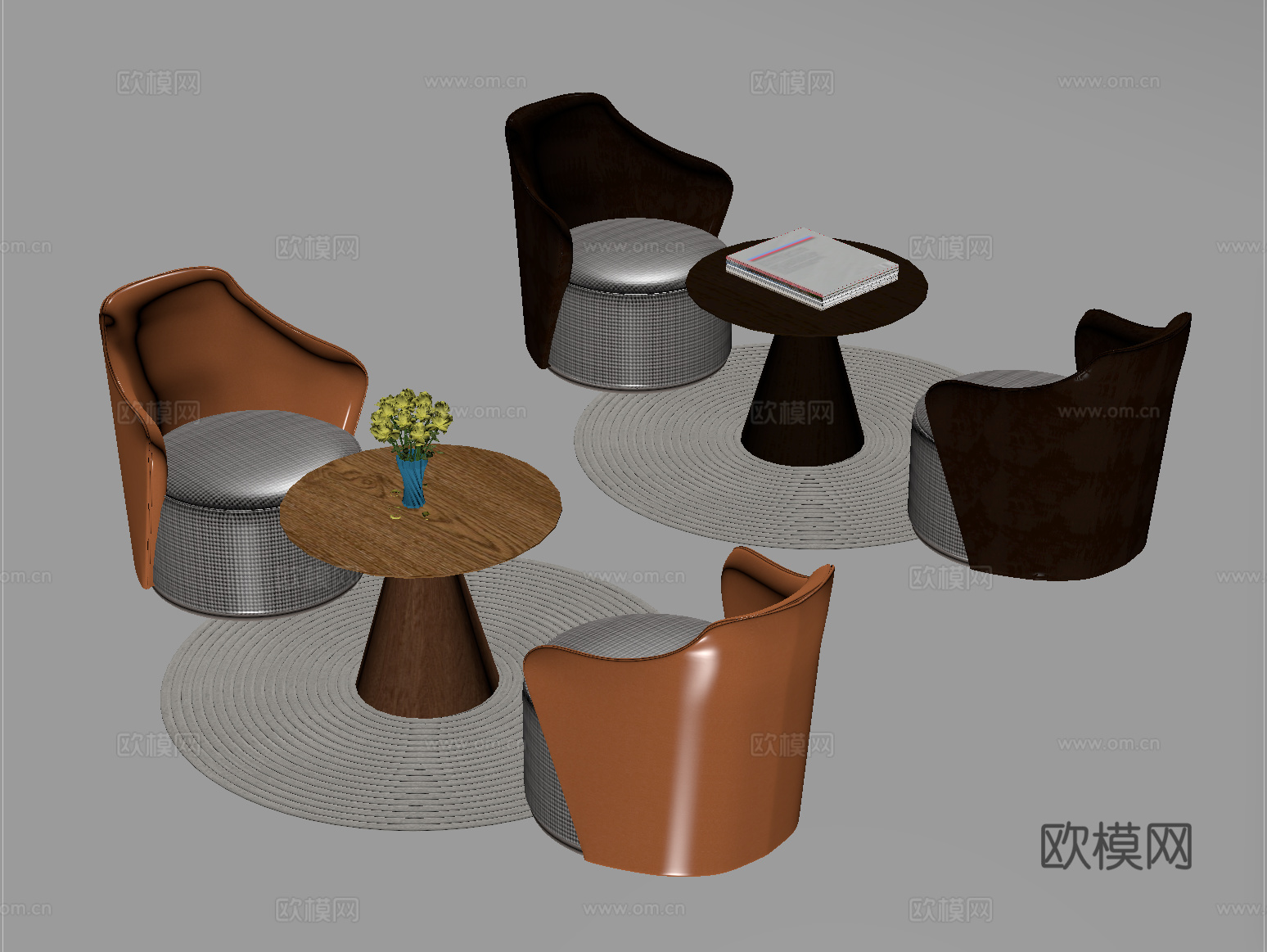 现代洽谈桌椅 休闲桌椅su模型