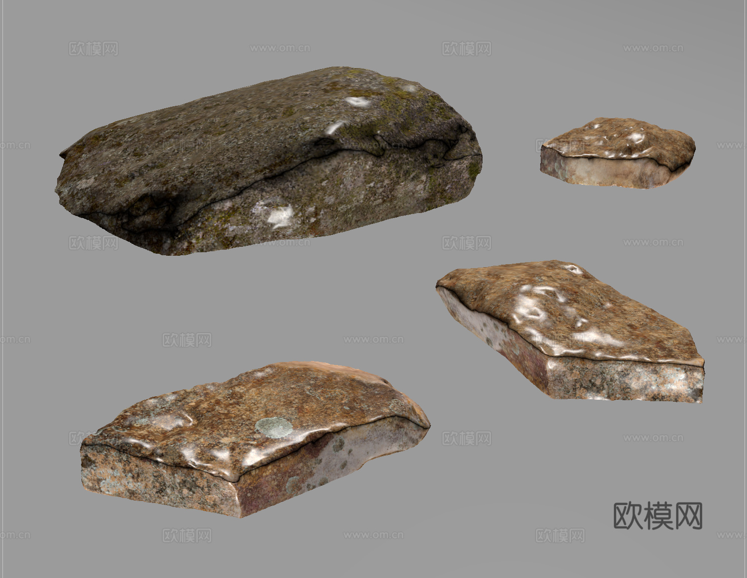现代石头 园林石头景观石 假山石块su模型