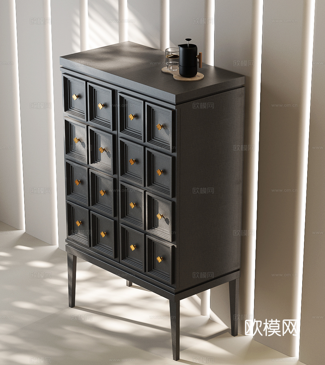 现代斗柜 现代轻奢斗柜 现代边柜 意式装饰柜 意式玄关柜3d模型下载