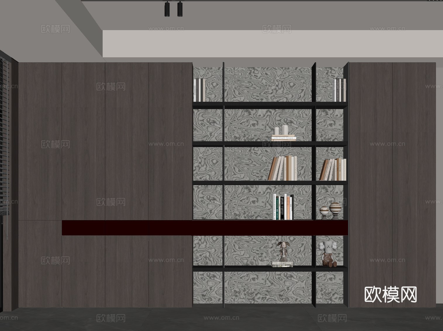 现代意式书柜 包豪斯书柜 开放式书柜su模型su模型