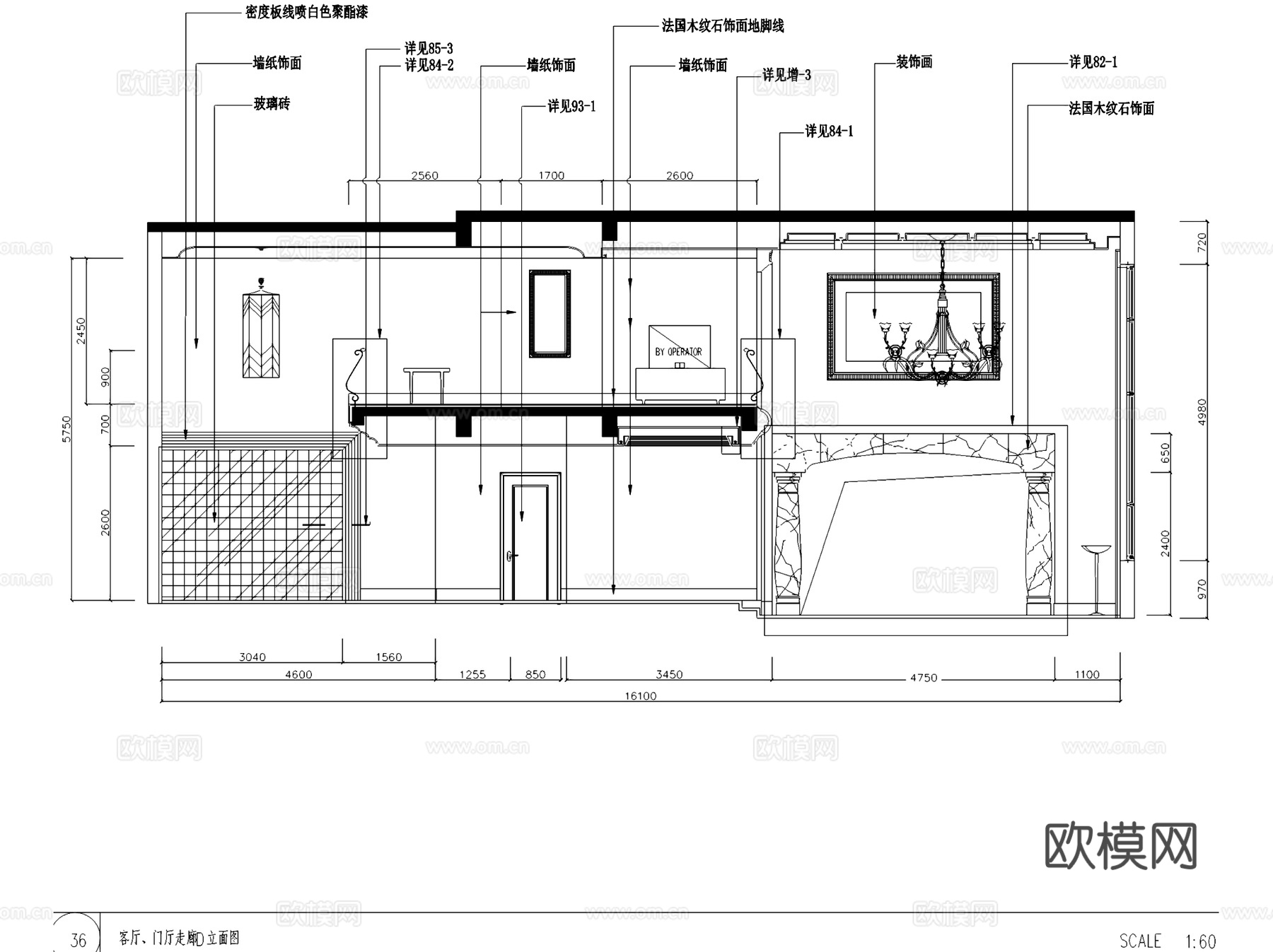 美式新古典三层别墅室内家装CAD施工图cad施工图
