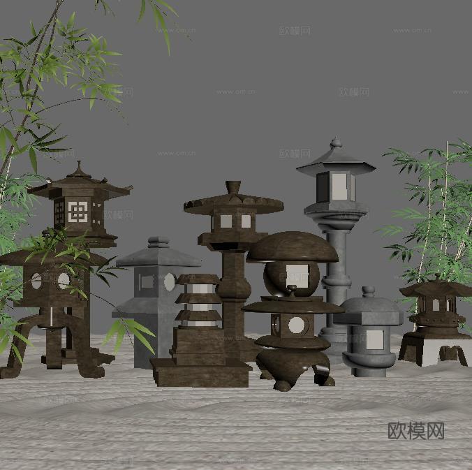 户外落地灯3d模型下载（渲染图2）