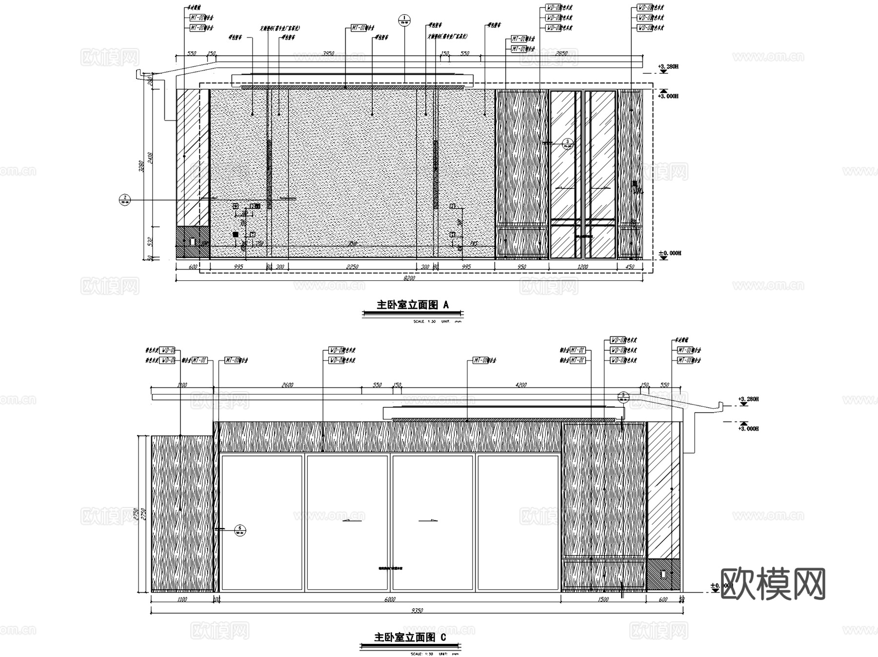 成都绿城文儒德二层别墅室内家装CAD施工图整套cad施工图